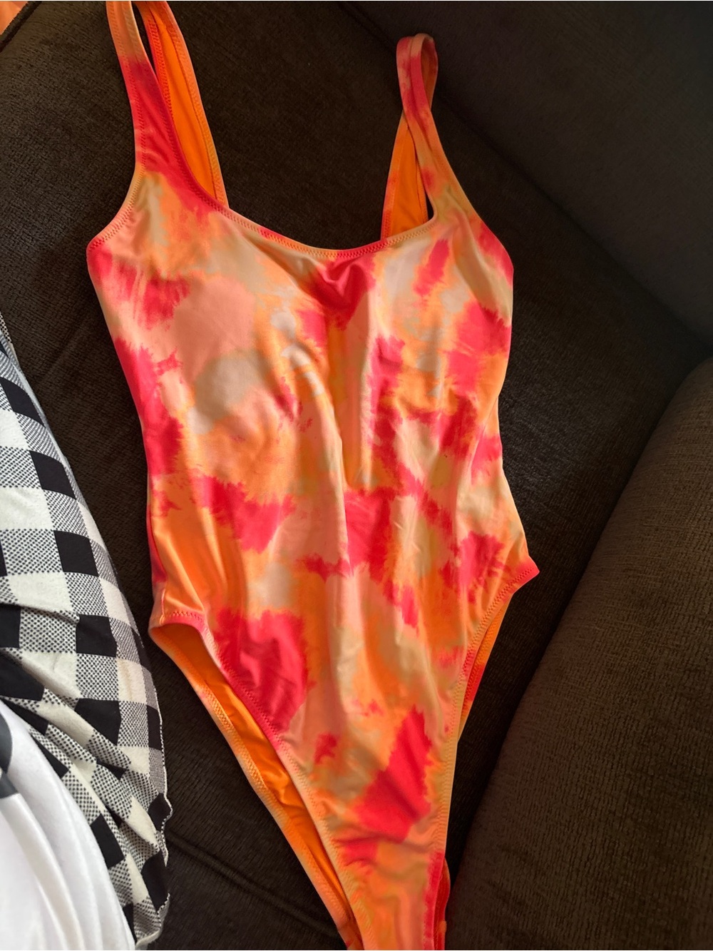 aerie Orange and Pink Tie-Dye One-Piece Swimsuit
